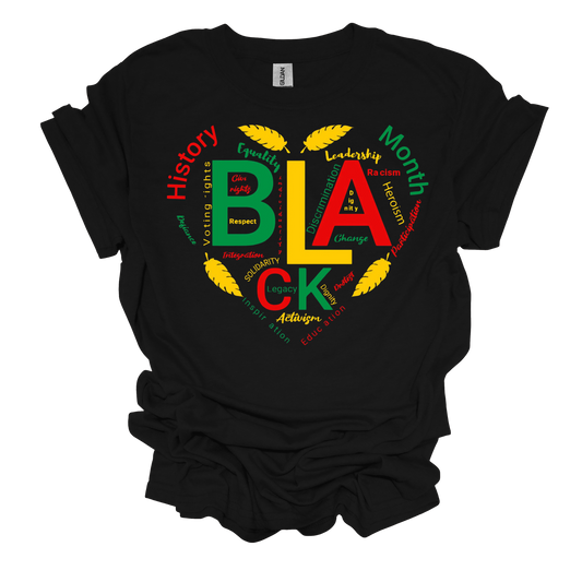 Black History Heart Unisex Short Sleeve T-Shirt