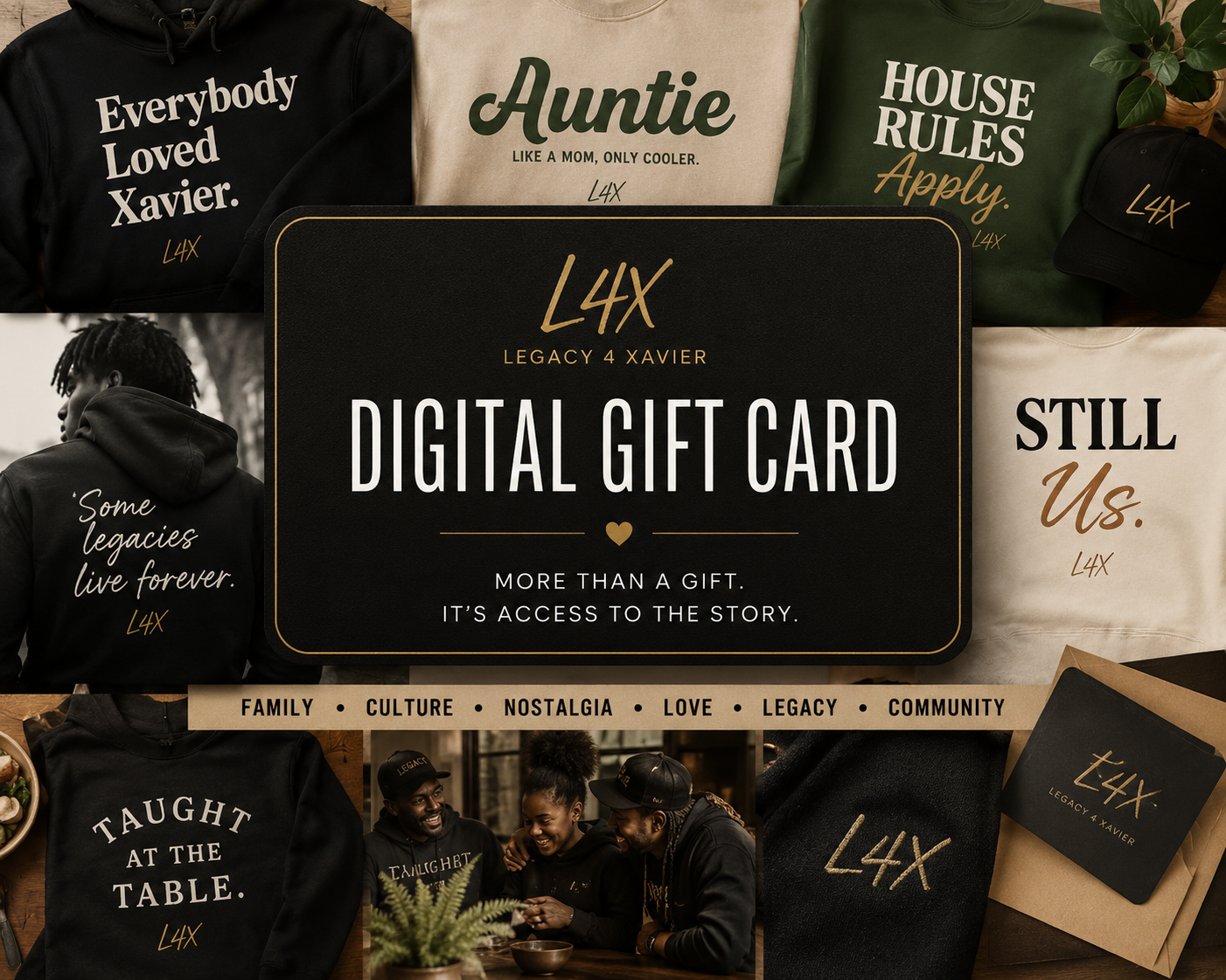Legacy 4 Xavier digital gift card for community-inspired lifestyle apparel and storytelling collections