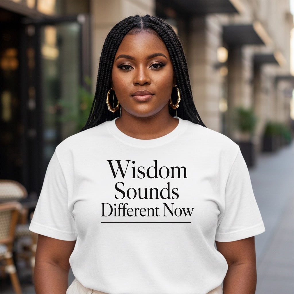 White statement t-shirt inspired by ancestral understanding and reflection
