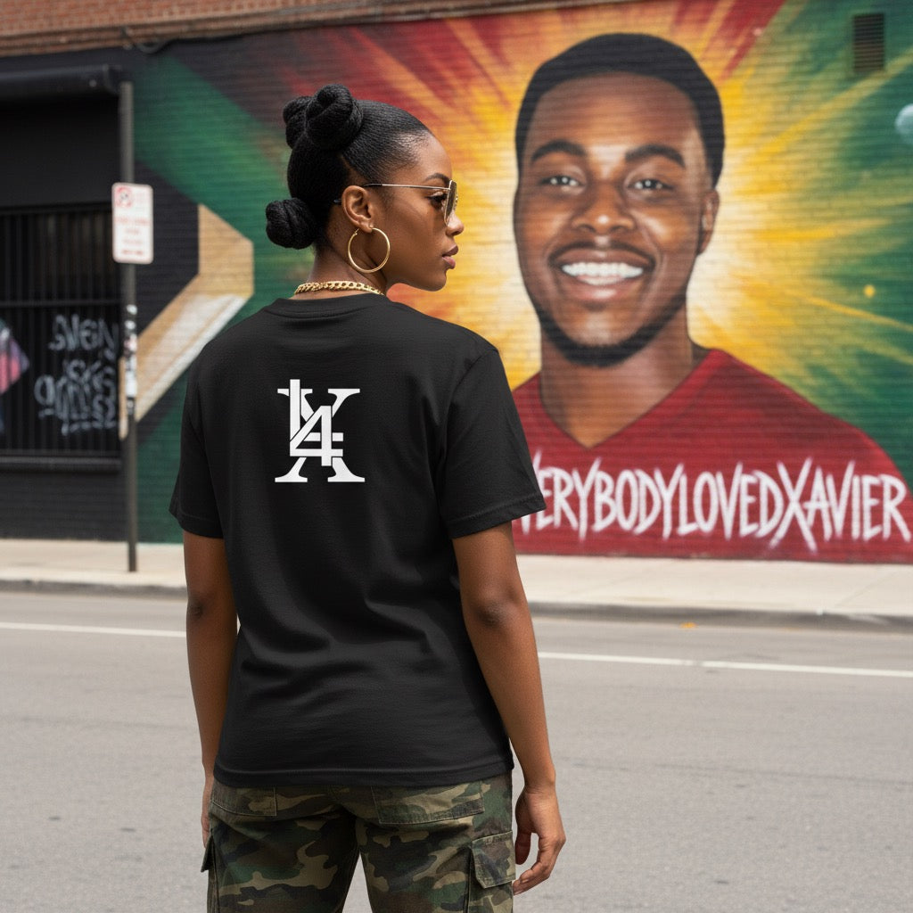 Black unisex Everybody Loved Xavier logo t-shirt by Legacy 4 Xavier
