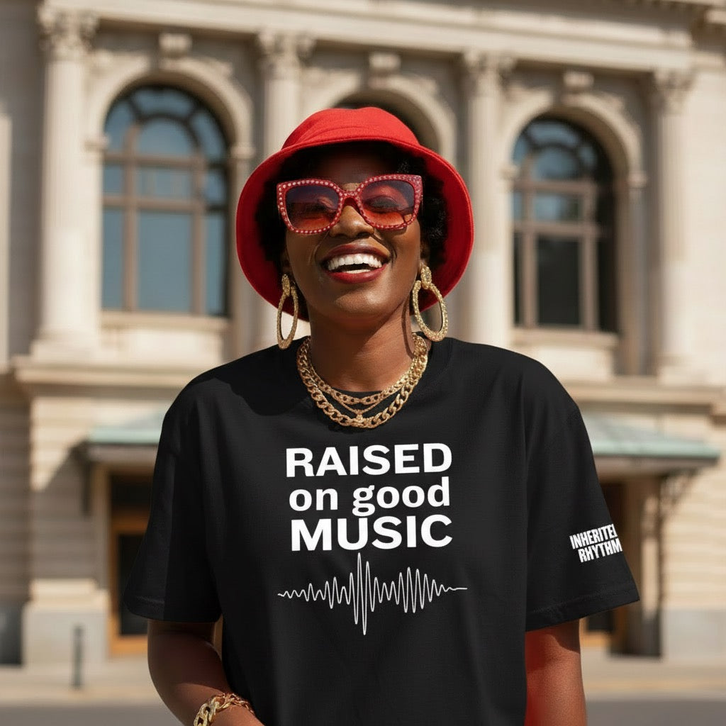 Raised on Good Music statement t-shirt by Legacy 4 Xavier inspired by generational music culture