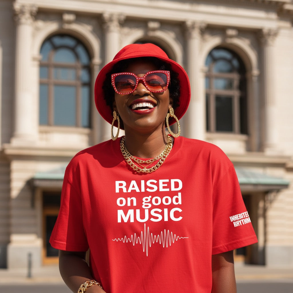Red lifestyle apparel inspired by music passed down through generations